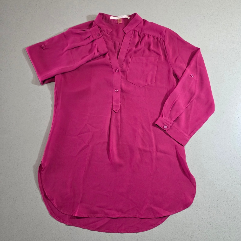 41 Hawthorn Magenta Pink Roll Tab Sleeve Blouse XS FD82274